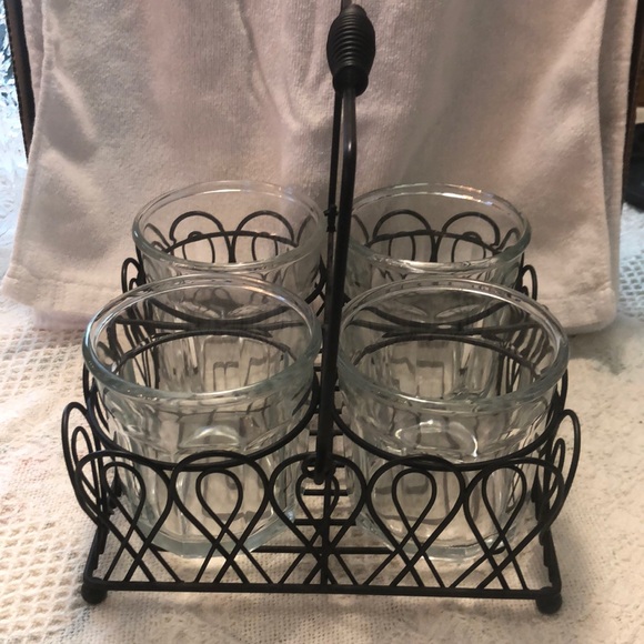 Better Homes And Gardens Other - DONATED Better Homes & Garden metal 1/2 pint jar caddy w/set of 4 14oz tumblers